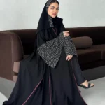 عباية الهنوف من السعودية فاخرة بأكمام منقطة | مستوردة من السعودية | خامة Premium