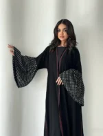 ⁦عباية الهنوف من السعودية فاخرة بأكمام منقطة | مستوردة من السعودية | خامة Premium⁩ - الصورة ⁦5⁩
